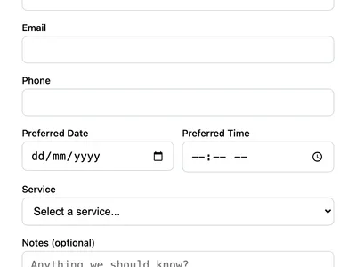 Booking Request Form preview