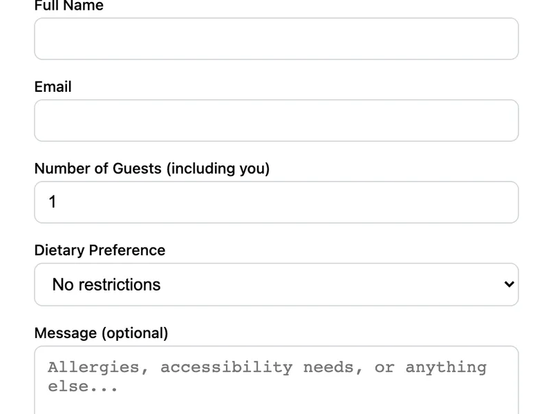 Event RSVP Form preview