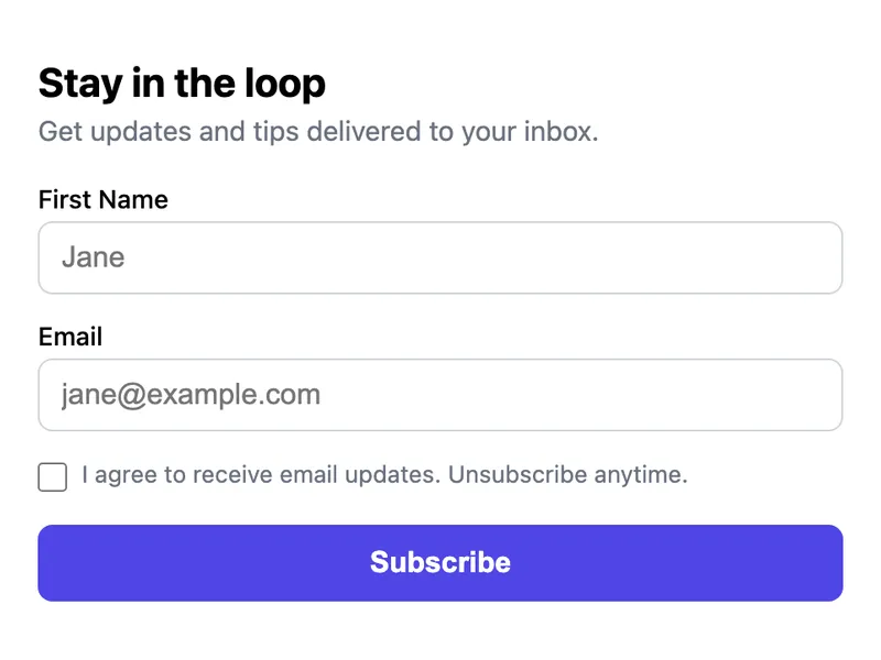 Newsletter Signup Form preview