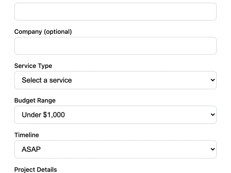 Quote Request Form preview