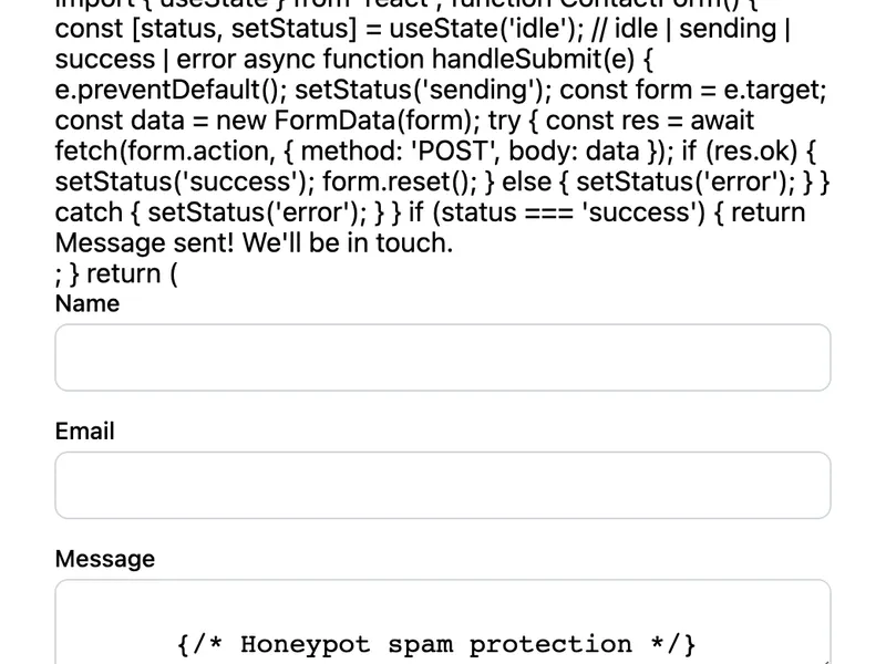 React Contact Form preview