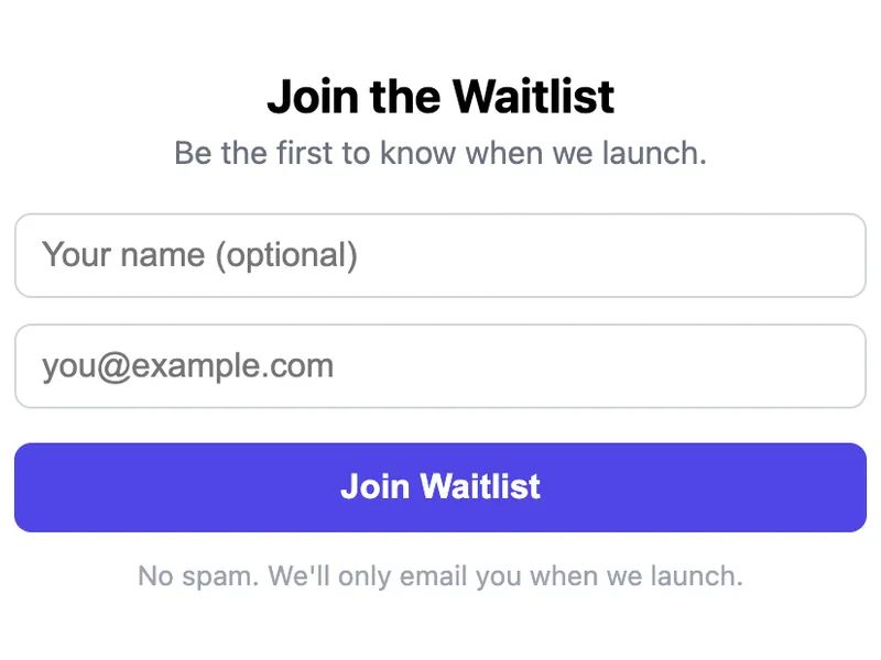 Waitlist Signup Form preview